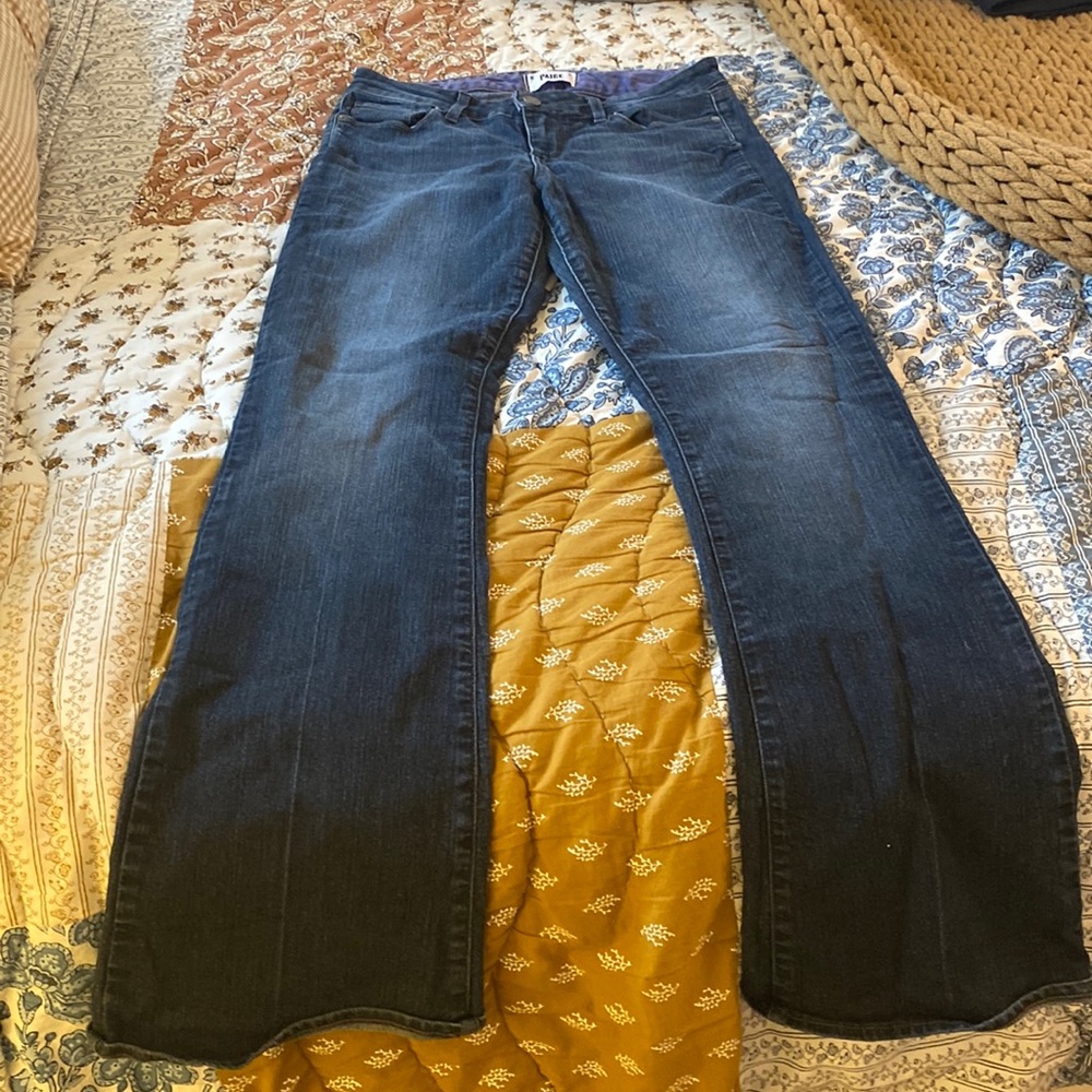 Bootcut Paige jeans, mid rise and dark wash